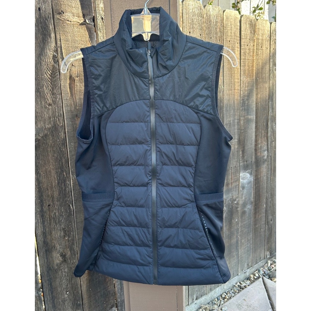 Lululemon Down For It All‎ Vest Womens 8 Black Goose Down Running LW4CB0S